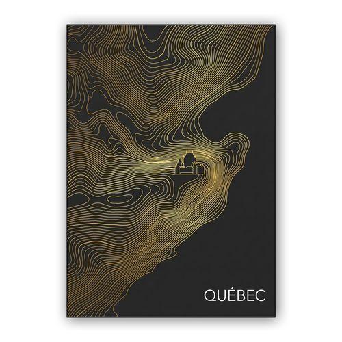 Gold Topography of Quebec City wall art poster