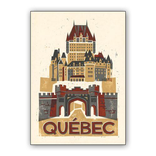Historic Quebec City: Château Frontenac Woodcut Poster wall art poster
