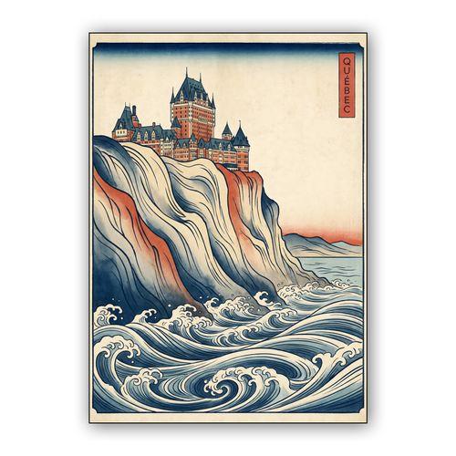 The Great Wave of Quebec: Château Frontenac Ukiyo-e wall art poster