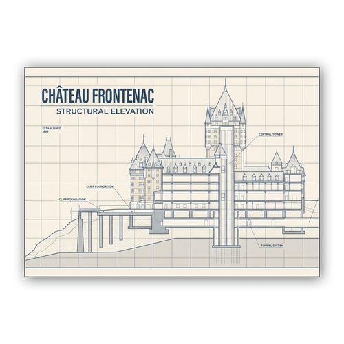 Le Château Frontenac Structural Elevation Blueprint wall art poster