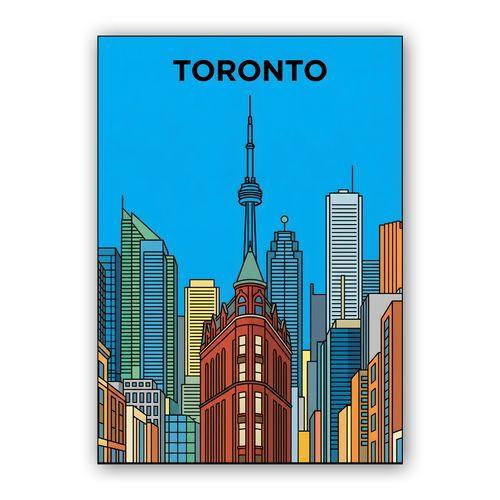 Toronto Skyline: Gooderham and CN Tower Illustration wall art poster