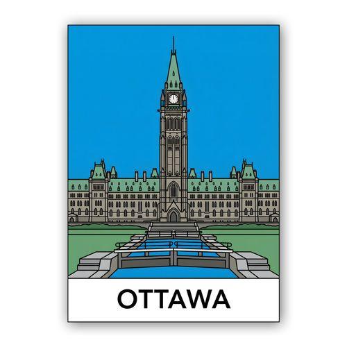 Ottawa Parliament Hill Minimalist Illustration wall art poster