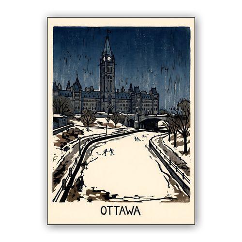 Winter Night on the Rideau Canal wall art poster
