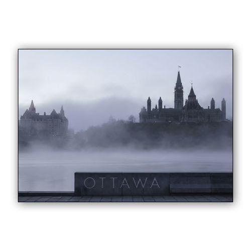 Misty Morning in the Capital: Ottawa Silhouette wall art poster