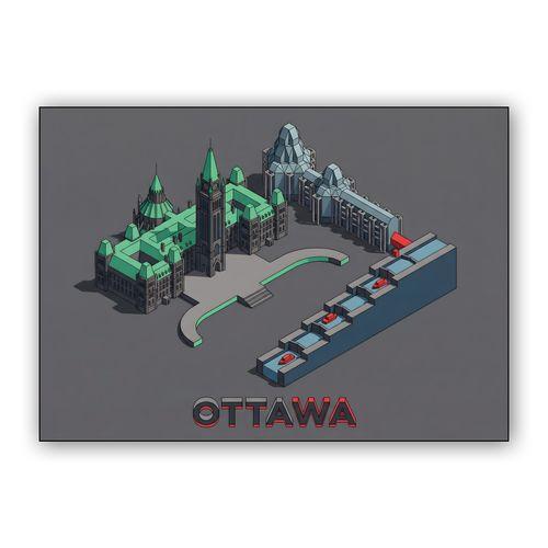 Ottawa Isometric Diorama: Landmarks of the Capital wall art poster