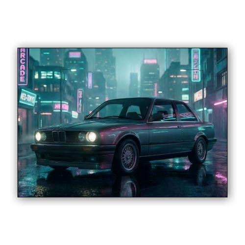 Neo-Tokyo Night Cruise: BMW E30 wall art poster