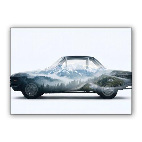 Lancia Fulvia Alpine Double Exposure wall art poster