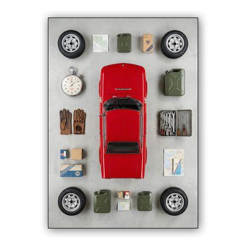Lancia Fulvia HF Rally Essentials Knolling wall art poster