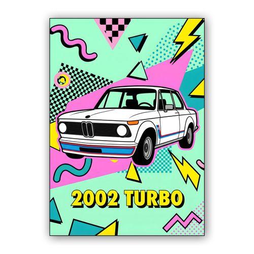 BMW 2002 Turbo Memphis Style Retro Poster wall art poster