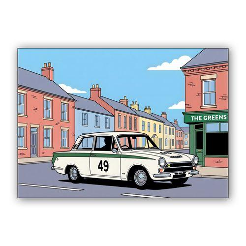 Lotus Cortina Mk1 Heritage Street Scene wall art poster