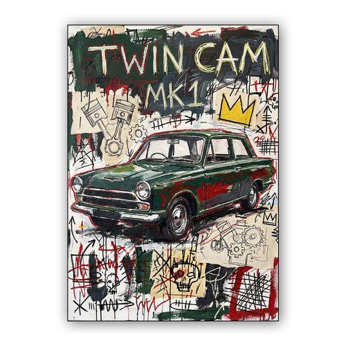 Lotus Cortina Mk1 Neo-Expressionist Collage wall art poster