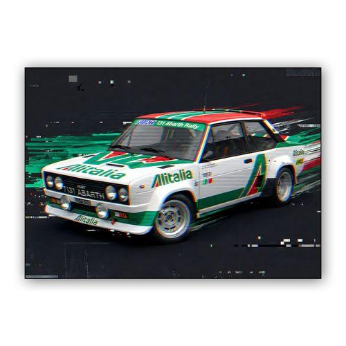 Fiat 131 Abarth Rally Alitalia Glitch Edition wall art poster