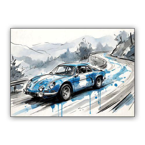 Alpine A110 Rally Spirit Watercolor wall art poster