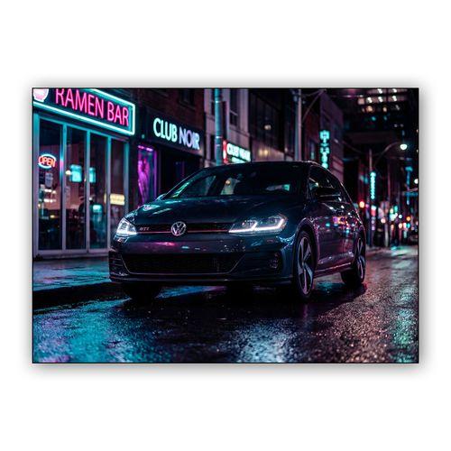 VW Golf GTI Neon City Nocturne wall art poster