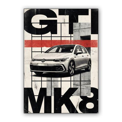 VW Golf GTI Mk8 Industrial Graphic Poster wall art poster