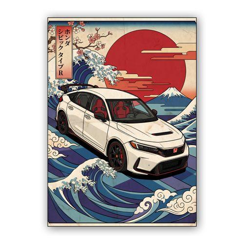 Honda Civic Type R FL5 Great Wave Ukiyo-e Poster wall art poster