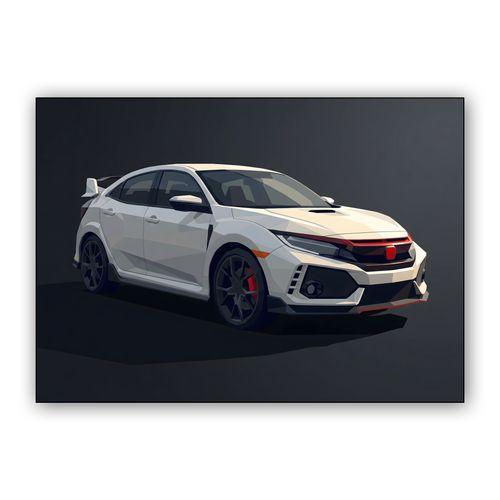 Honda Civic Type R FK8 Low Poly White Edition wall art poster