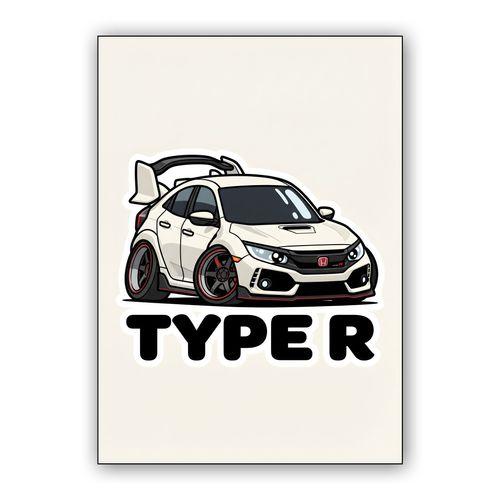 Honda Civic Type R FK8 Chibi Sticker Art wall art poster