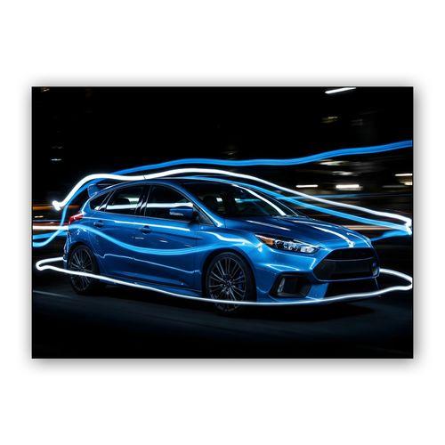 Ford Focus RS Neon Light Trails Nocturne wall art poster