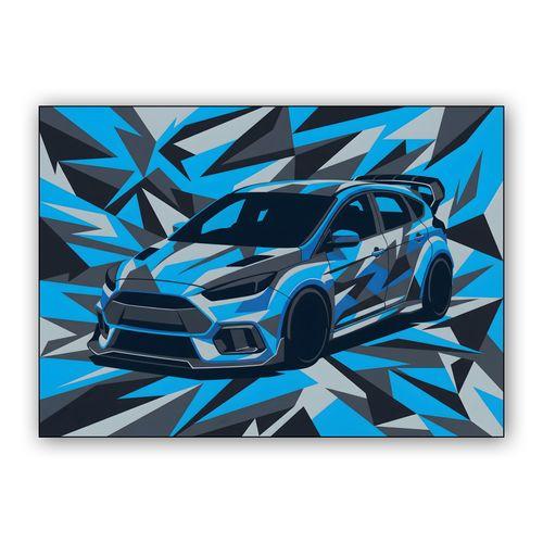 Ford Focus RS Shattered Blue Camo wall art poster