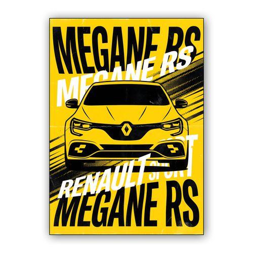 Renault Megane R.S. Yellow Sport Graphic Poster wall art poster