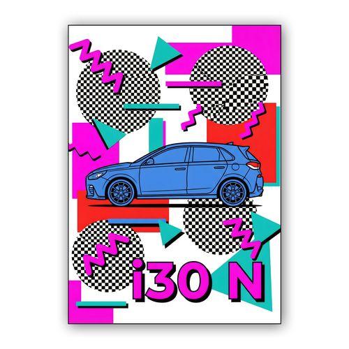 Hyundai i30 N Memphis Style Retro Poster wall art poster