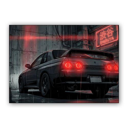 Shibuya Glow: Skyline R32 wall art poster
