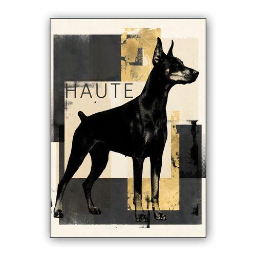 Haute Doberman: Modern Mixed Media Portrait wall art poster