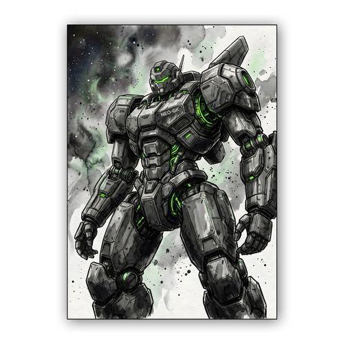 NEO-GK: Emerald Aegis wall art poster
