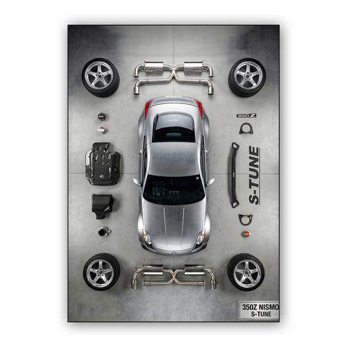S-Tune Assembly: 350Z Nismo Knolling wall art poster