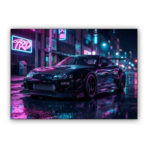 Neon Pulse: TRD Supra A80 in Tokyo wall art poster