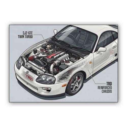 Supra A80: 2JZ-GTE Technical Cutaway wall art poster
