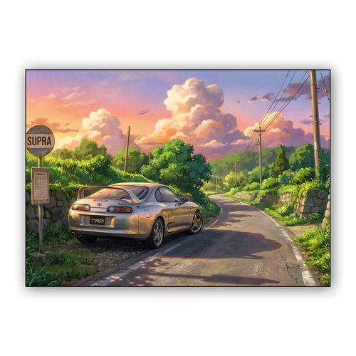 Sunset Serenity: Supra at the Country Bus Stop wall art poster