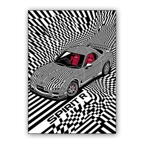 Spirit R Vortex: Op Art RX-7 FD wall art poster