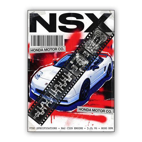 NSX NA2: VTEC Technical Collage wall art poster