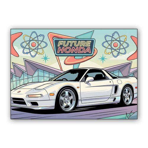 Future Honda: NSX NA1 Retro-Futuristic Illustration wall art poster
