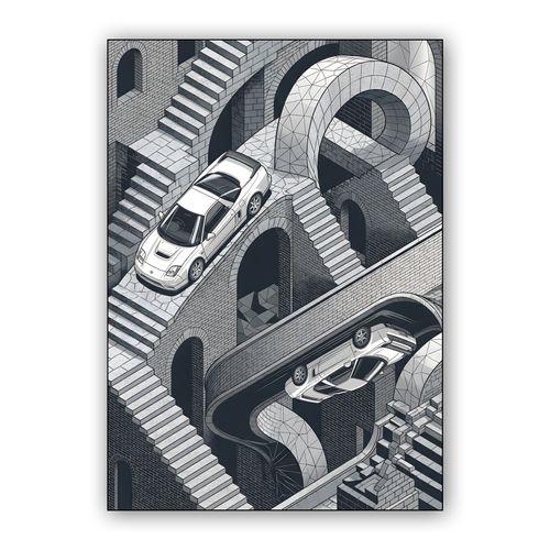 The Impossible Drift: NSX Escher Loop wall art poster