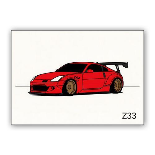 Red Z33: Minimalist Widebody Illustration wall art poster