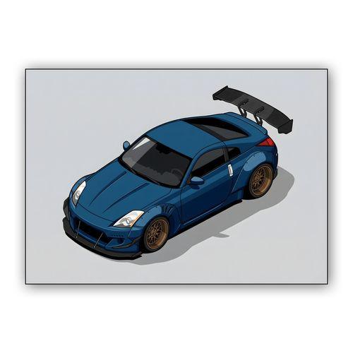 Z33 Widebody: Isometric Blue Sentinel wall art poster