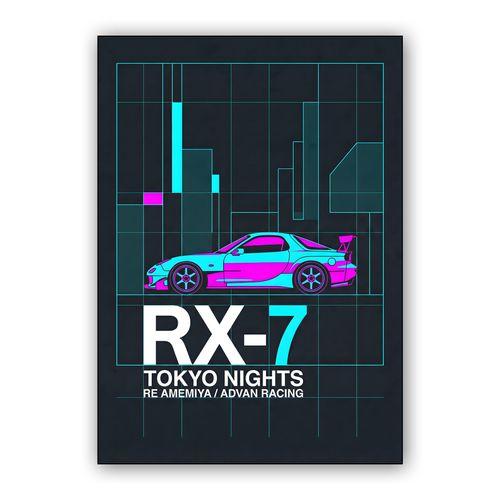 Tokyo Nights: RE Amemiya RX-7 Neon Graphic wall art poster