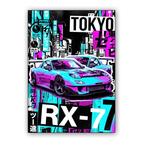 Tokyo RX-7: Neon Tuner Collage wall art poster