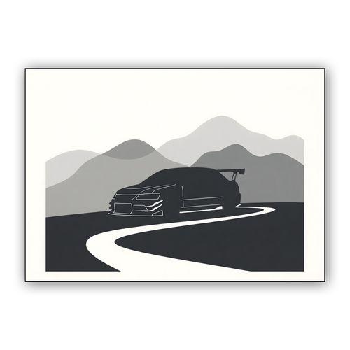 Minimalist Touge: Evolution IX Silhouette wall art poster