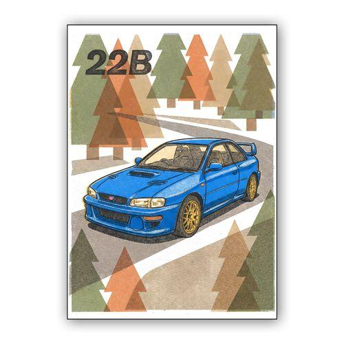 22B Forest Run: Textured Rally Illustration wall art poster