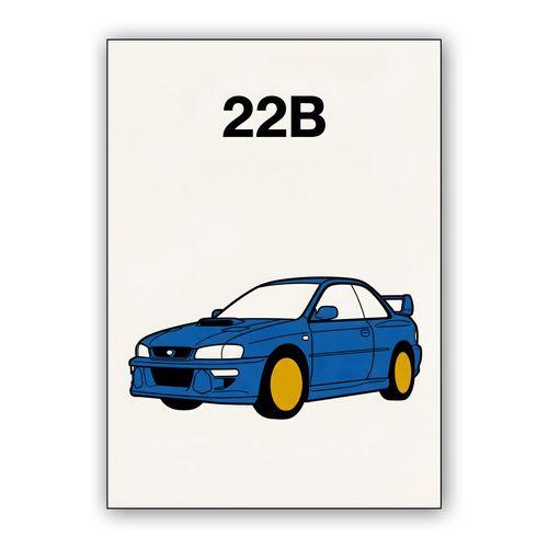 Subaru 22B STi: Minimalist Flat Graphic wall art poster