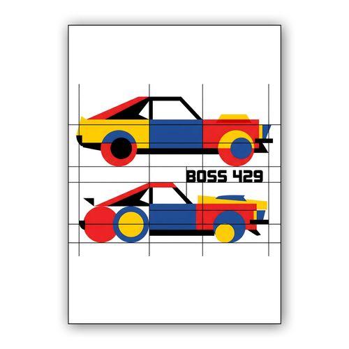 Mustang Boss 429 De Stijl Composition wall art poster