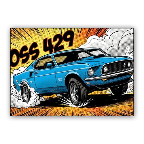 Boss 429 Comic Action Burnout wall art poster