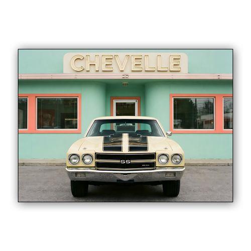 Retro Chevelle: A Study in Teal and Cream wall art poster