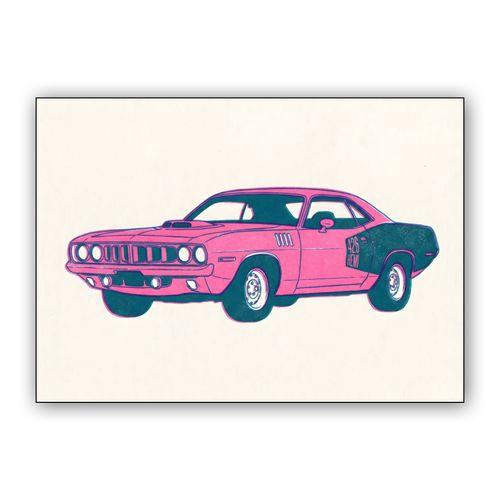 Plymouth Cuda 426 HEMI Risograph Print wall art poster