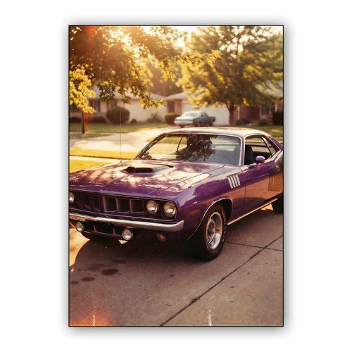Plum Crazy Golden Hour: 1971 Plymouth Cuda wall art poster