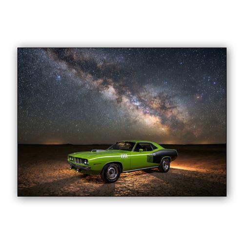 Galactic Cuda: American Muscle Under the Milky Way wall art poster